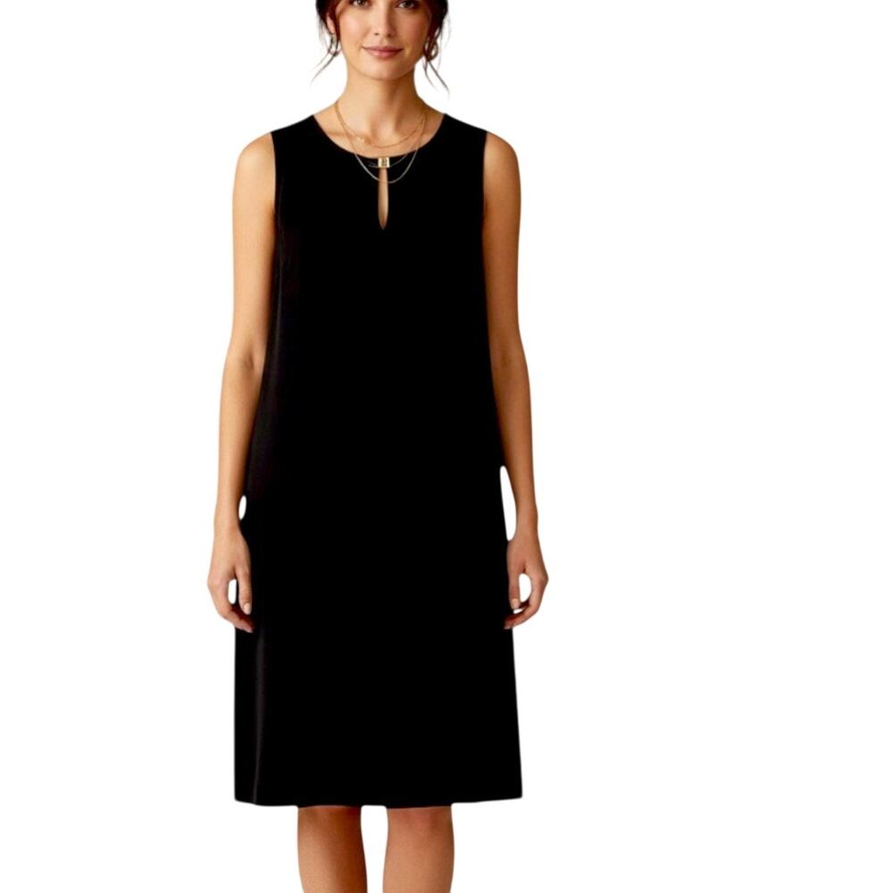 ✨ TOMMY HILFIGER Black Keyhole Neck Shift Dress L Sleeveless LBD EUC 🖤 - Picture 9 of 9